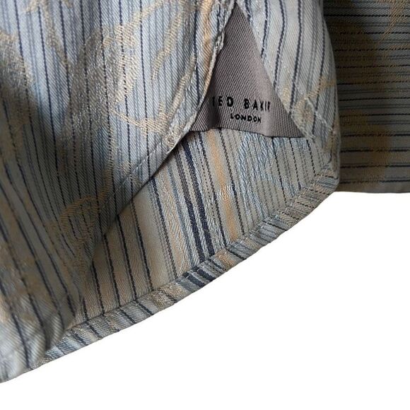 Ted Baker Lanoon Men's Stripes Embossed Pattern Button-Down Shirt Gray Medium - Picture 7 of 9